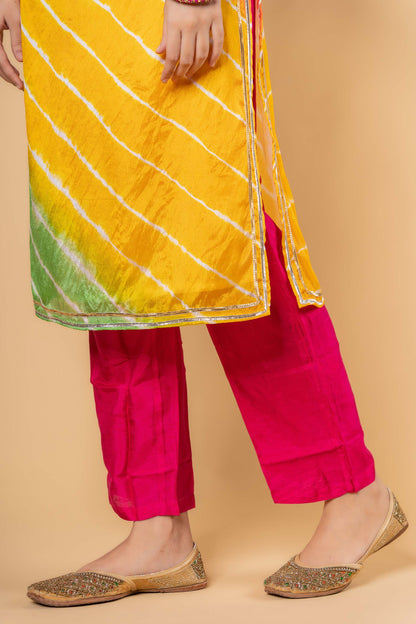 MULTICOLOR LEHARIYA GOTAPATTI DUPATTA SET-KS441