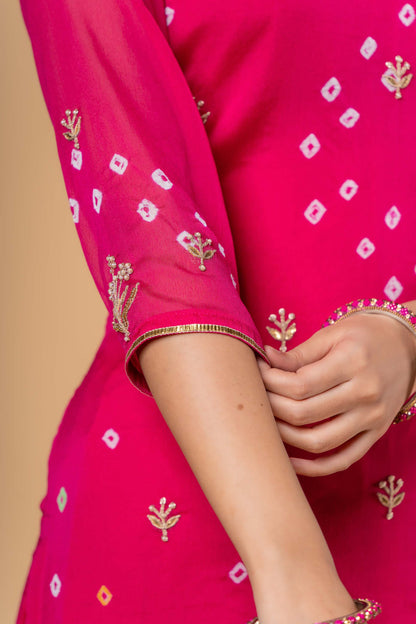 Pink Hand Embroidery Kurta Set-KS438