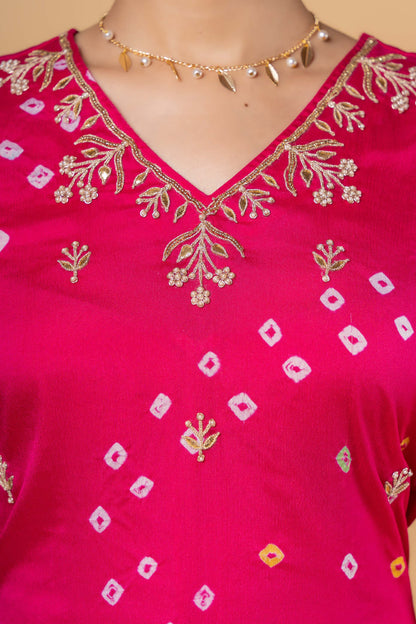 Pink Hand Embroidery Kurta -KS495