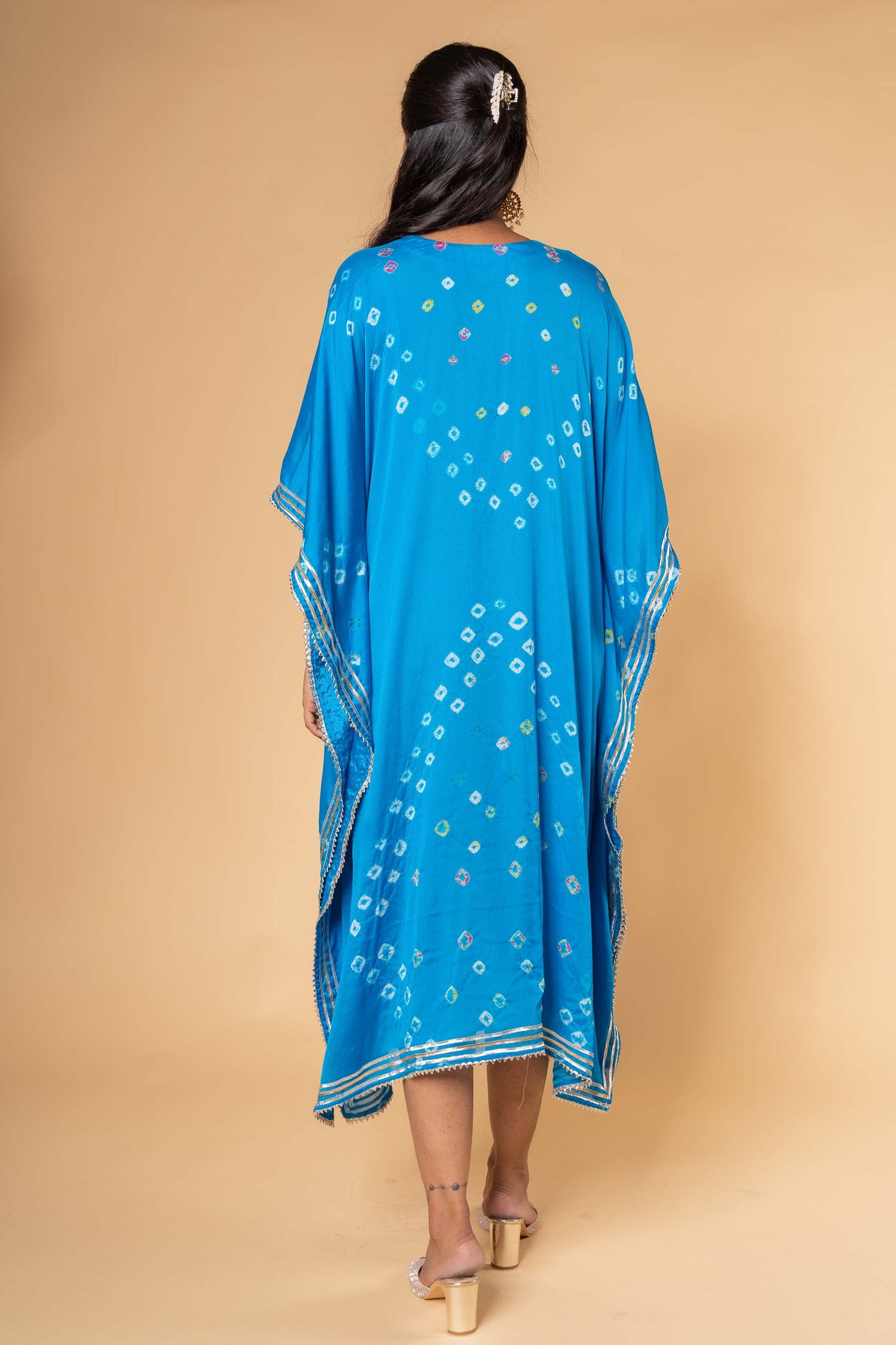 BLUE BANDHEJ HAND WORK KAFTAN-NVK322