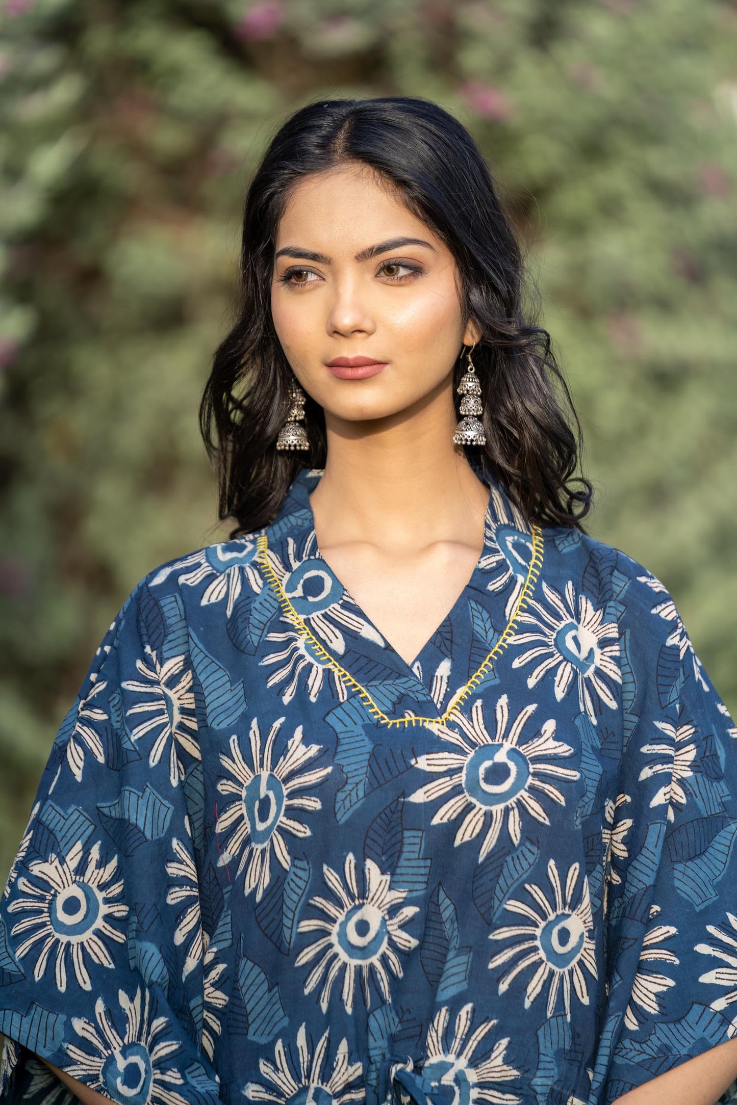 BAGRU INDIGO BLOCK PRINTED KAFTAN-NVK417