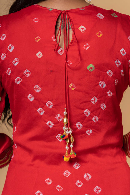 Red Hand Embroidery Kurta -KS500