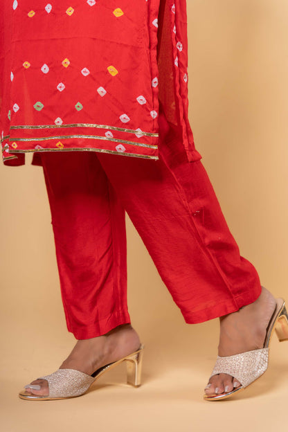 Red Hand Embroidery Kurta Set-KS433