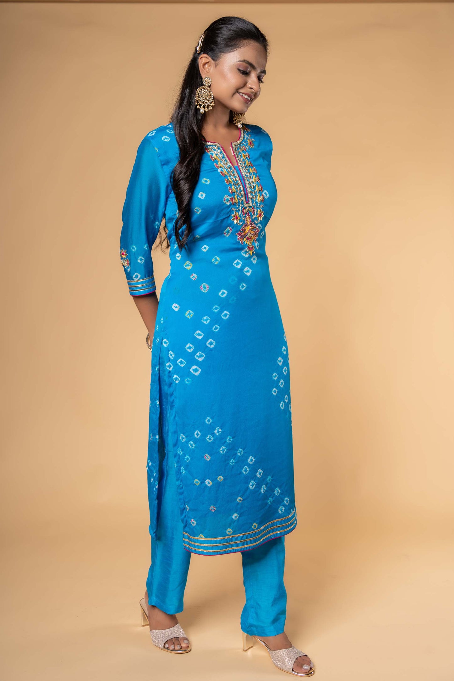 Blue Hand Embroidery Kurta -KS501