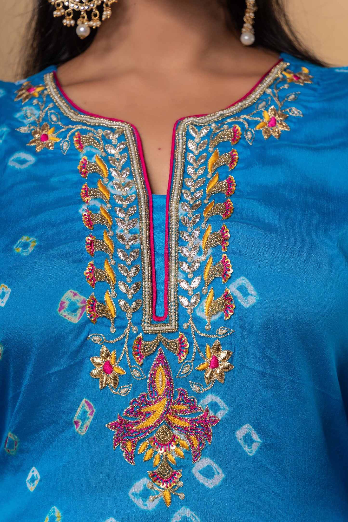 Blue Hand Embroidery Kurta -KS501