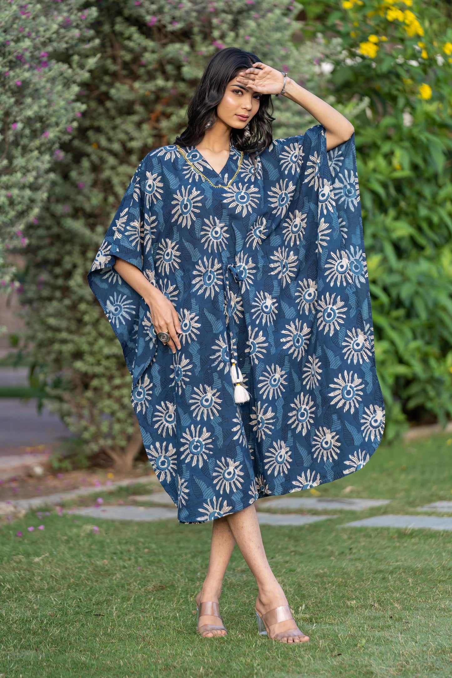 BAGRU INDIGO BLOCK PRINTED KAFTAN-NVK417