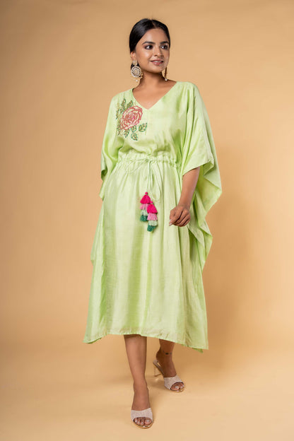 GOURD GREEN HAND WORK KAFTAN-NVK330