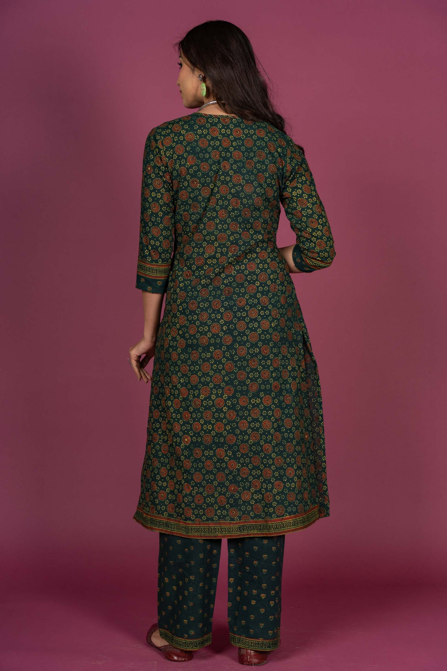 Green Ajrakh Block Printed Kurta -KS326