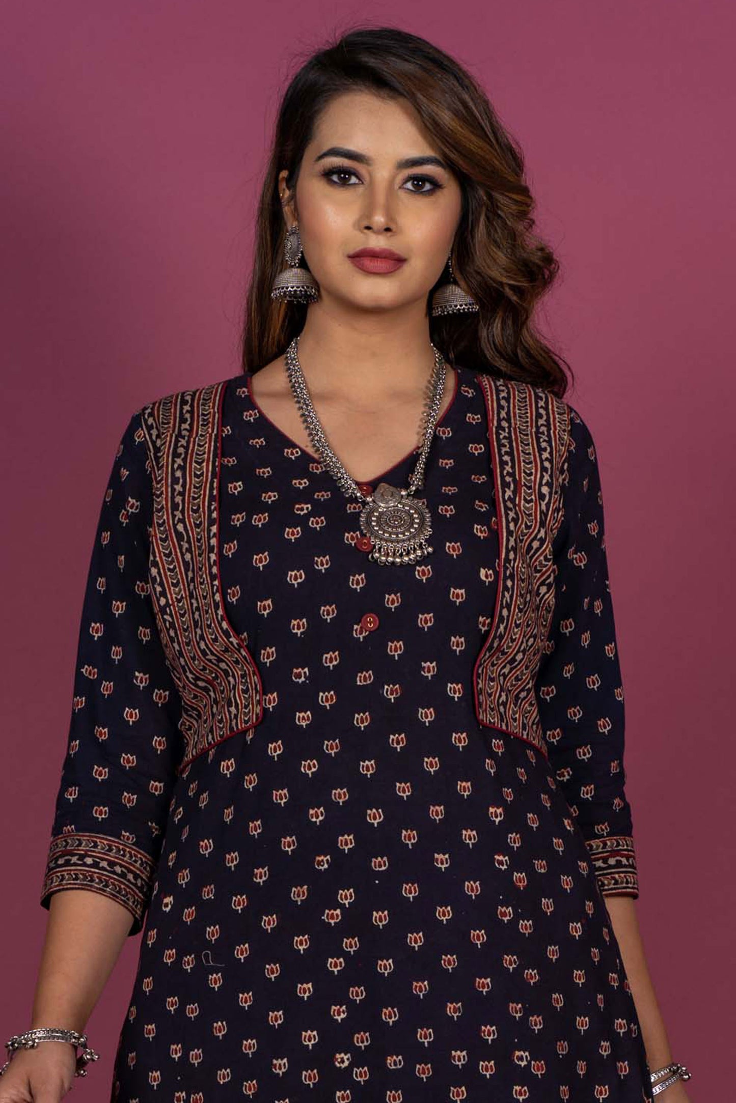 Black Ajrakh Block Printed Kurta -KS322