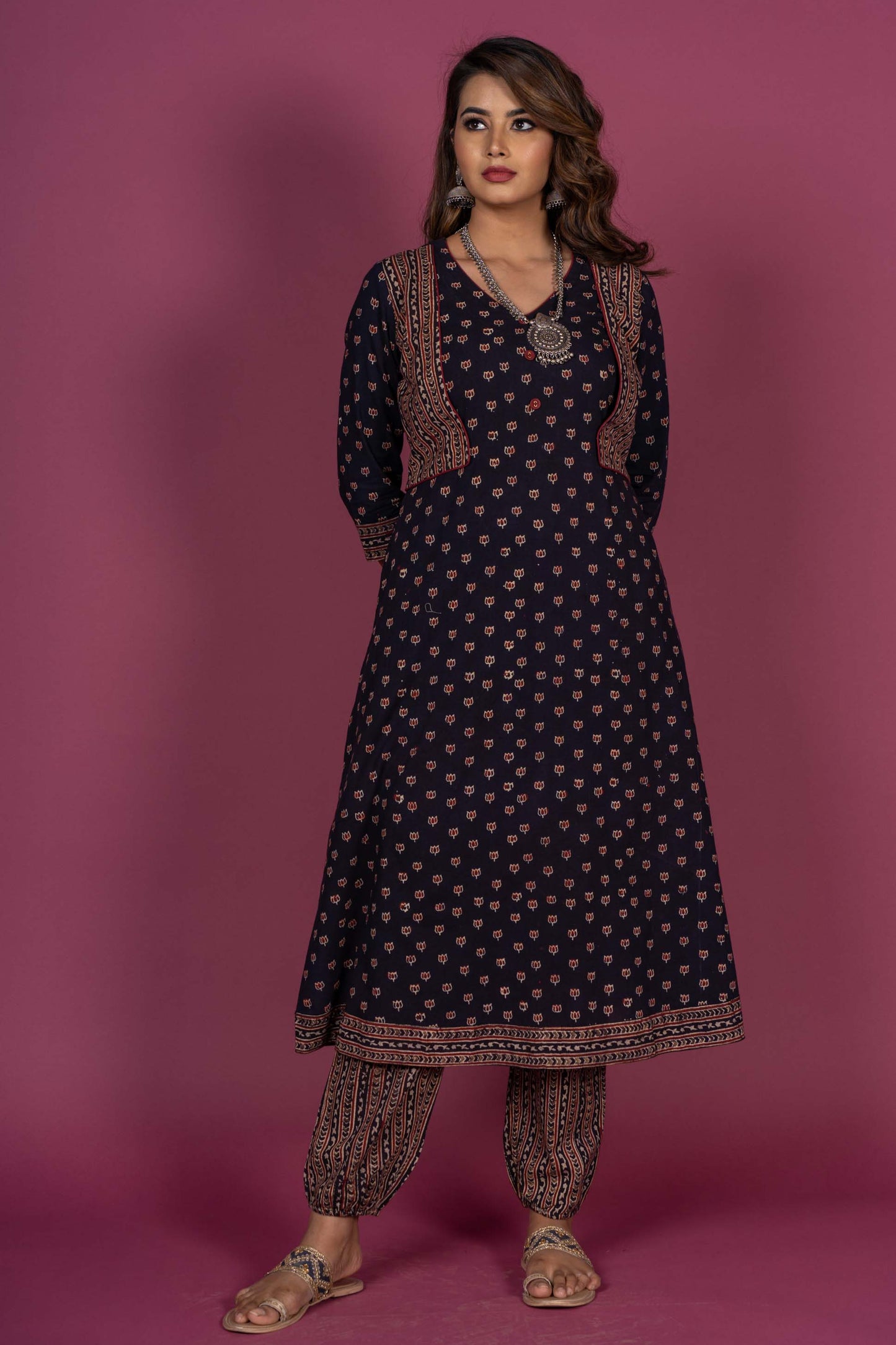 Black Ajrakh Block Printed Kurta -KS322