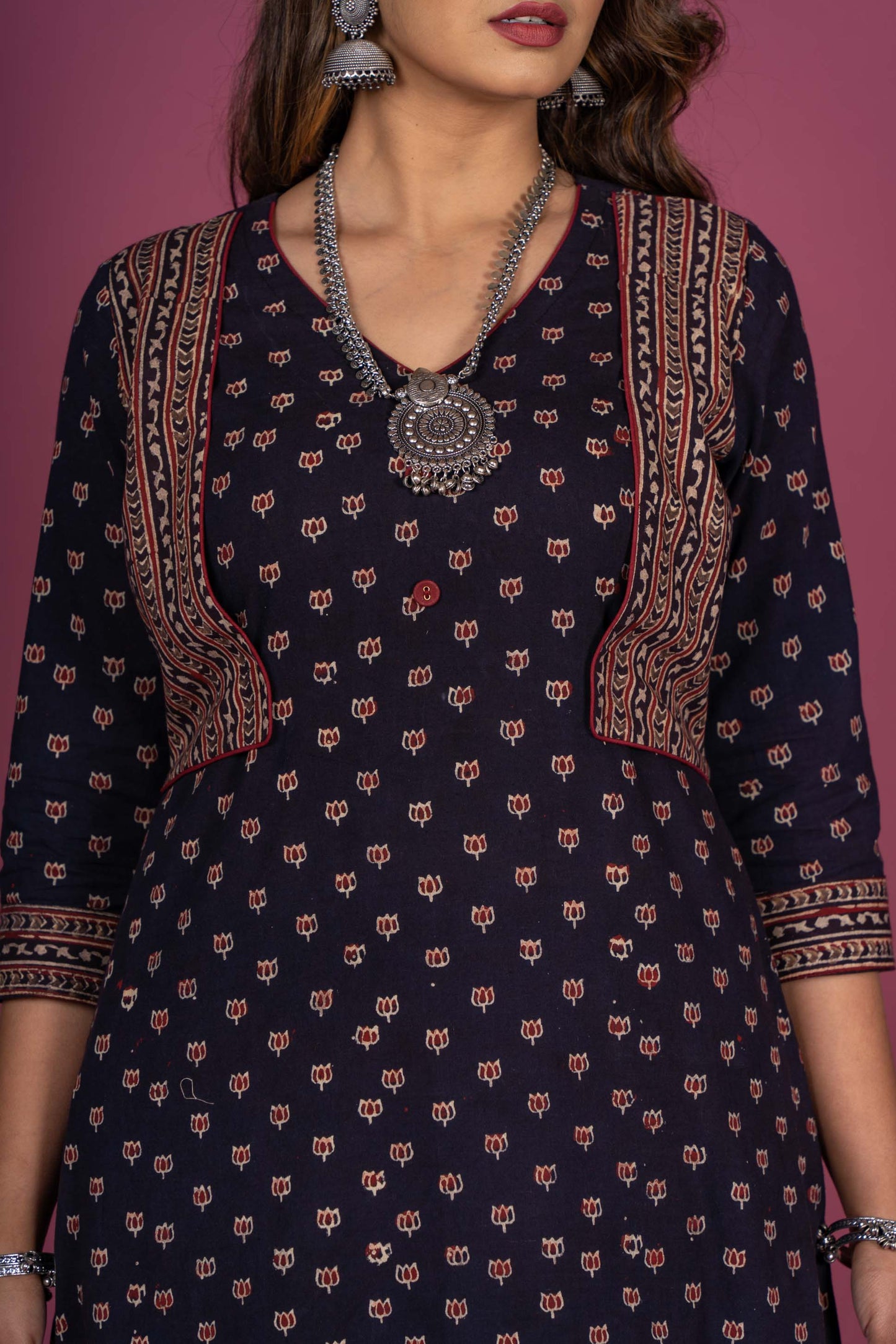 Black Ajrakh Block Printed Kurta -KS322