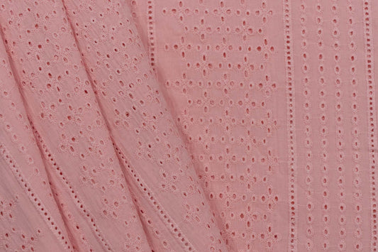 ICING PINK CHIKANKARI EMBROIDERED COTTON FABRIC (58" WIDTH )-HF5409