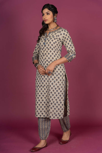 Sandshell Ajrakh Block Printed Kurta -KS379