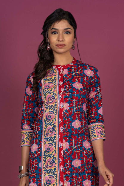 Bright Floral Block Printed Kurta-KS320