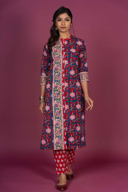 Bright Floral Block Printed Kurta-KS320