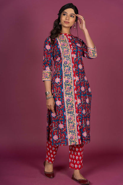 Bright Floral Block Printed Kurta-KS320