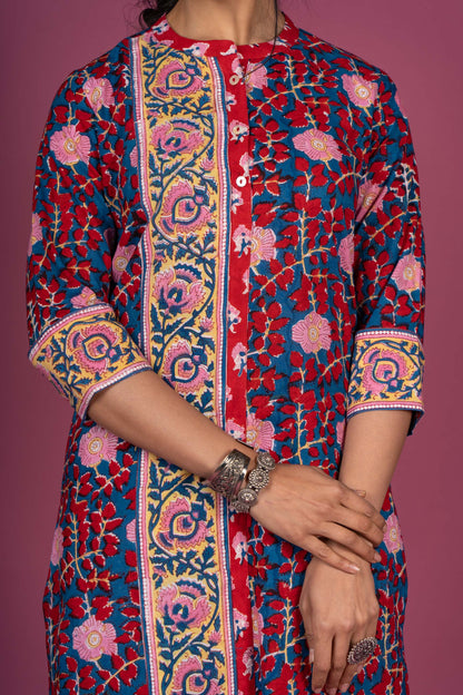 Bright Floral Block Printed Kurta-KS320