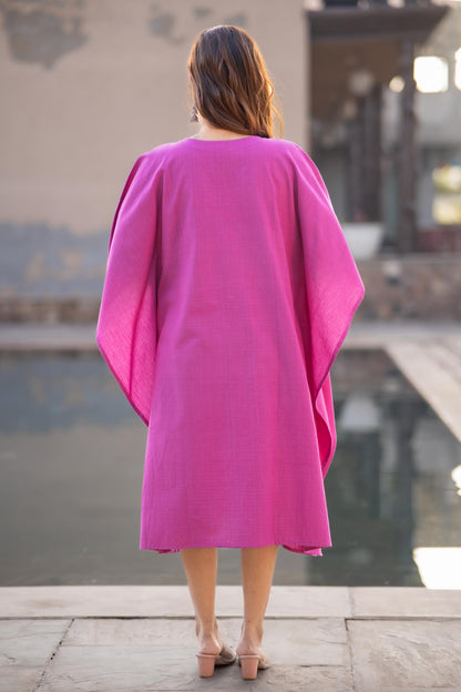 PURPLE KHARI COTTON EMBROIDERED KAFTAN-NVK440