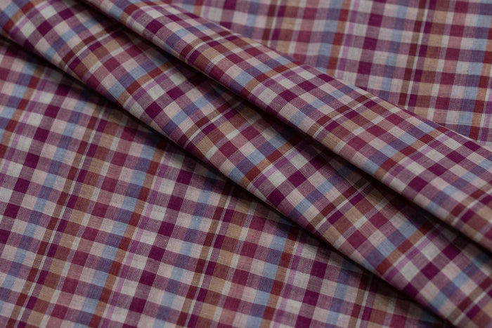 MULTICOLOR CHECKS HANDLOOM KHARI COTTON FABRIC-HF5410
