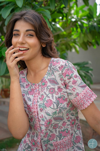 LAVENDER MAUVE BLOCK PRINTED NIGHT SUIT-NS113