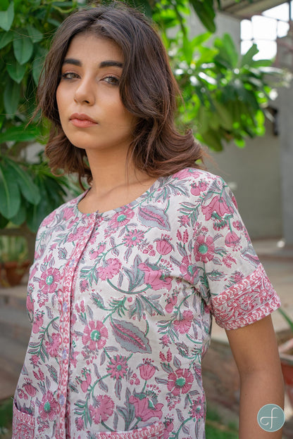LAVENDER MAUVE BLOCK PRINTED NIGHT SUIT-NS113
