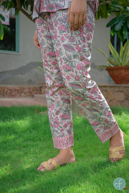 LAVENDER MAUVE BLOCK PRINTED NIGHT SUIT-NS113