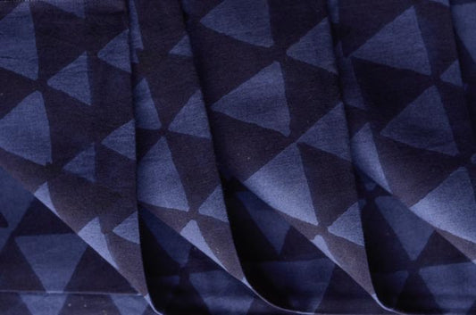 LIGHT AND DARK INDIGO TRIANGLE RAYON FABRIC-HF547S1