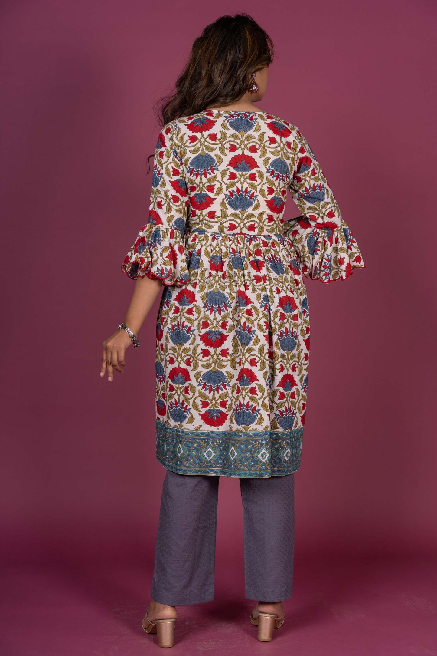 Floral Block Printed Kurta Set -KS417