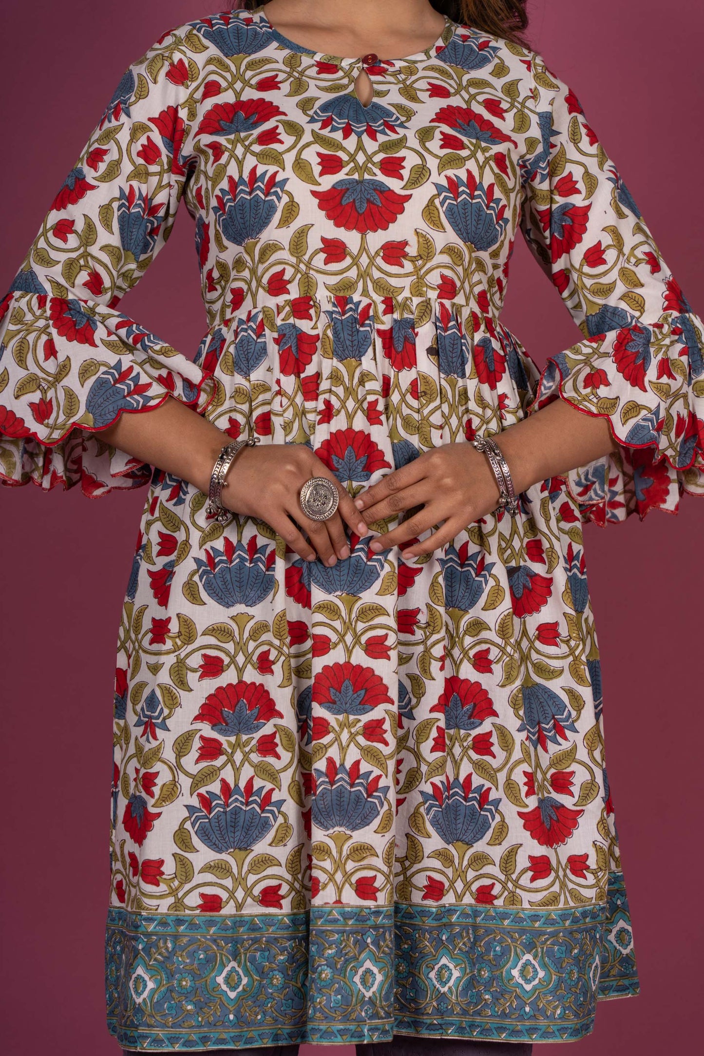 Floral Block Printed Kurta Set -KS417