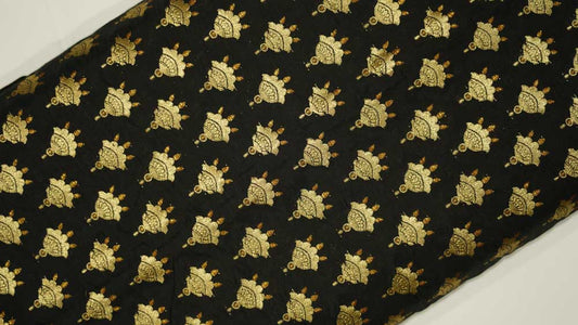 BLACK AND GOLDEN BANARASI KATAN SILK FABRIC-NVHF3612