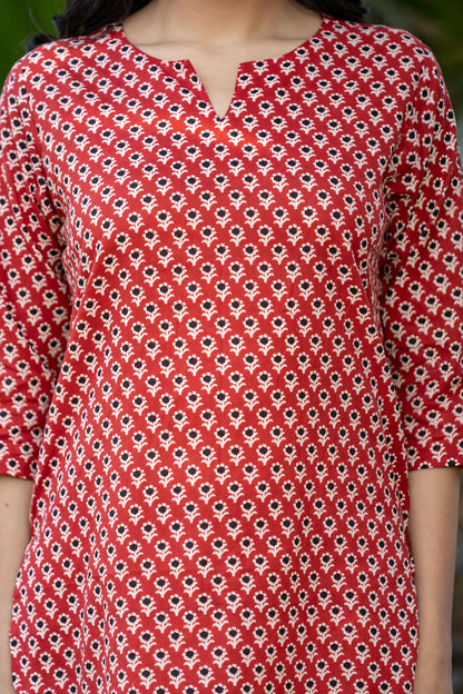 RED FLORAL PRINTED NIGHT SUIT-NS191