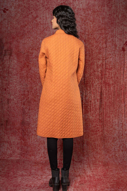Blue Cotton Quilted Reversible Bukhara Coat-NVQJ384