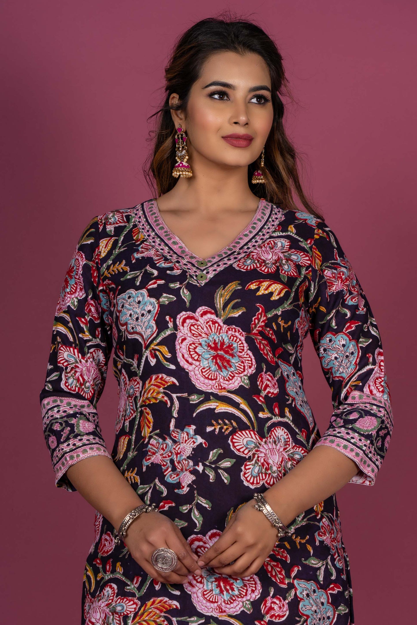 Multicolor Floral Block Printed Kurta Set-KS367