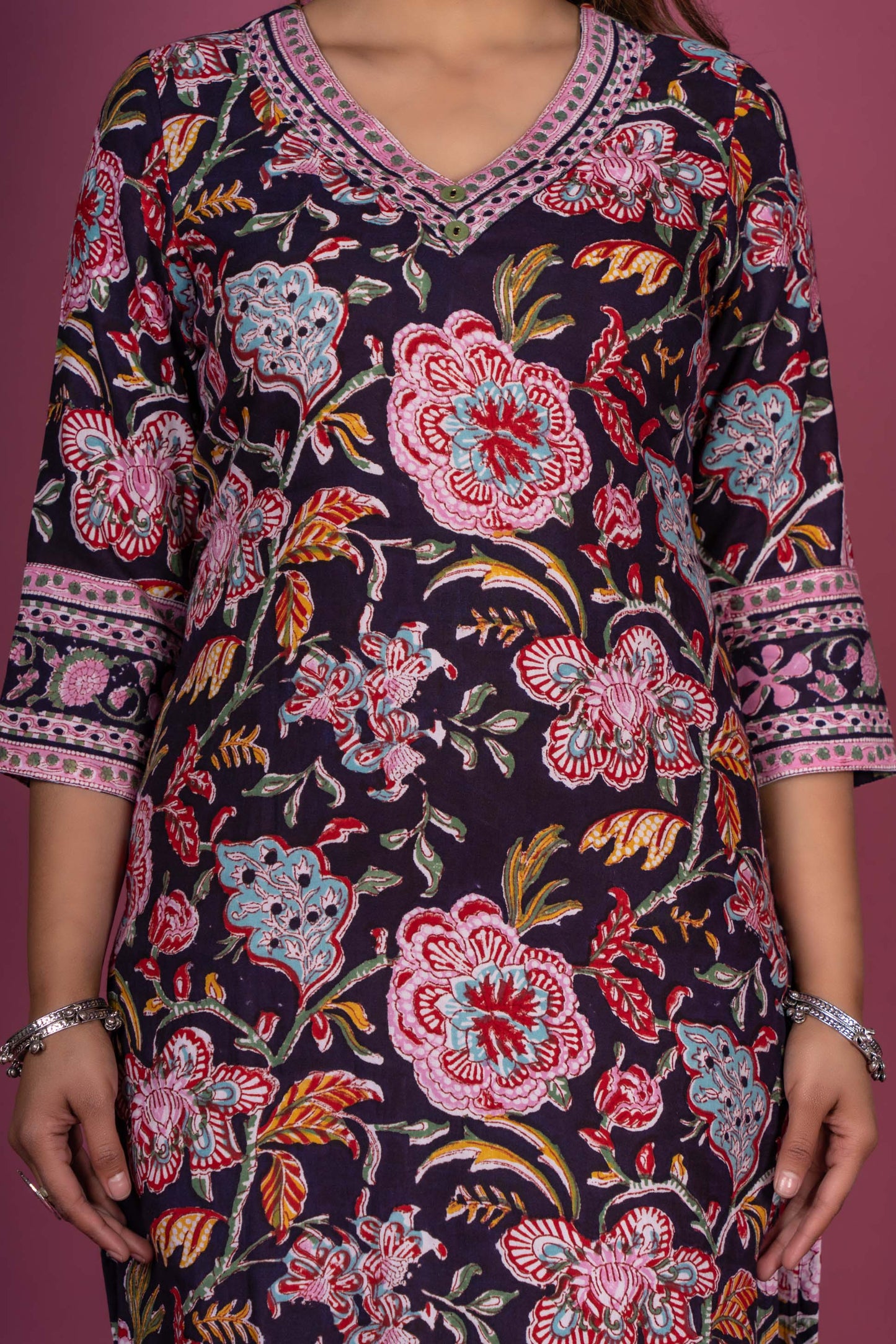 Multicolor Floral Block Printed Kurta -KS382