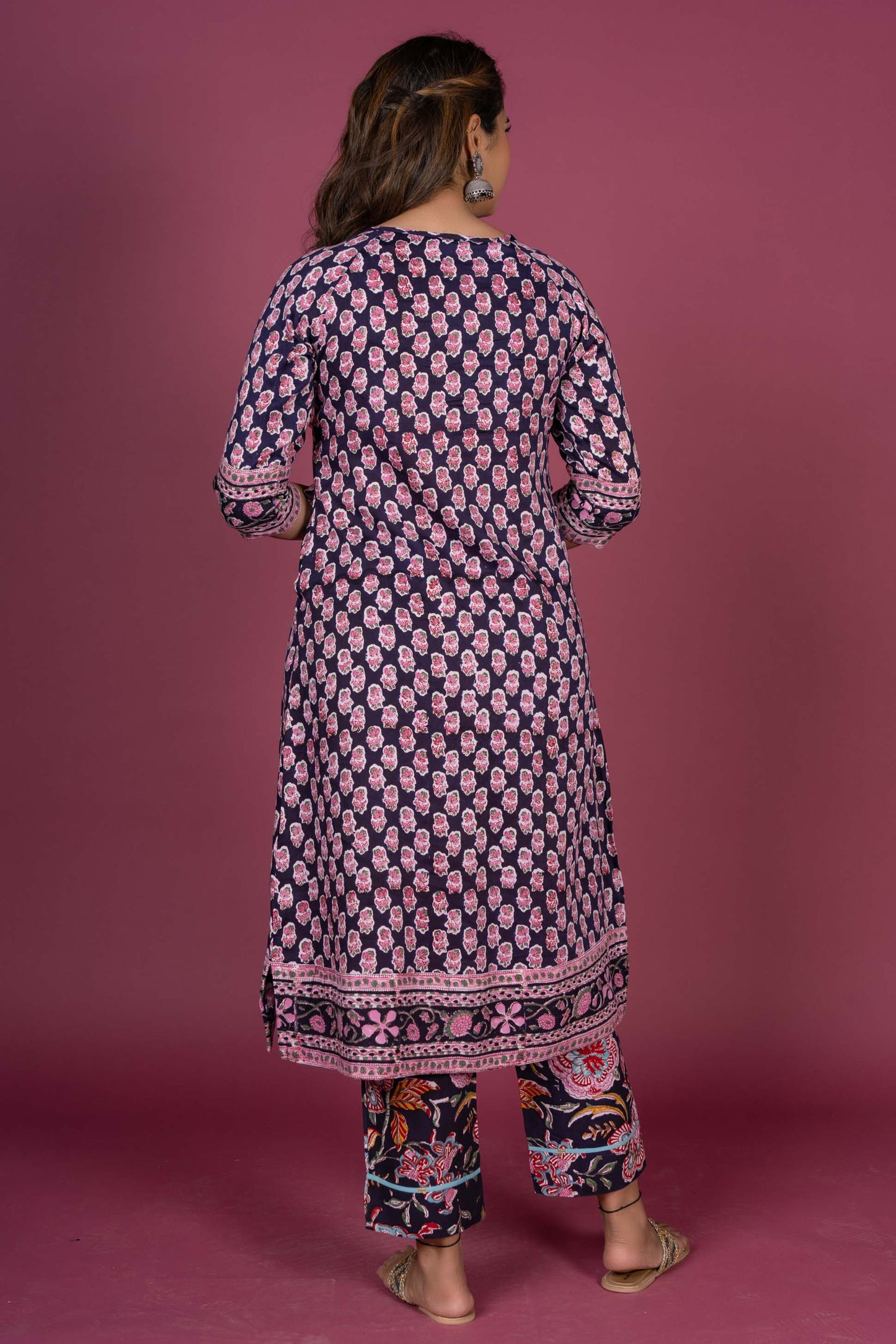 Bean Black Block Printed Kurta Set-KS371