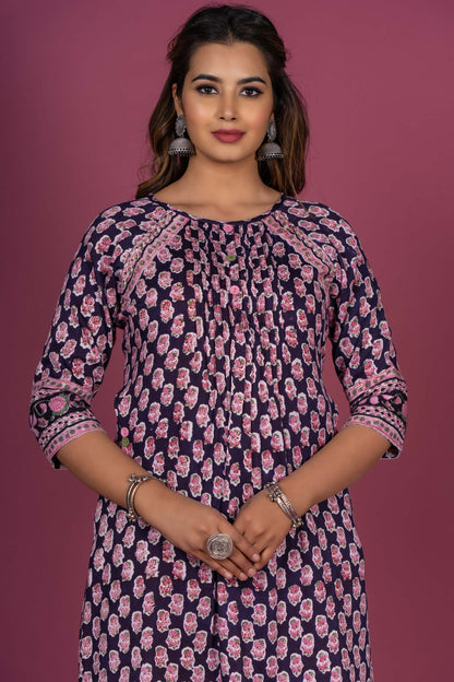 Bean Black Block Printed Kurta -KS386