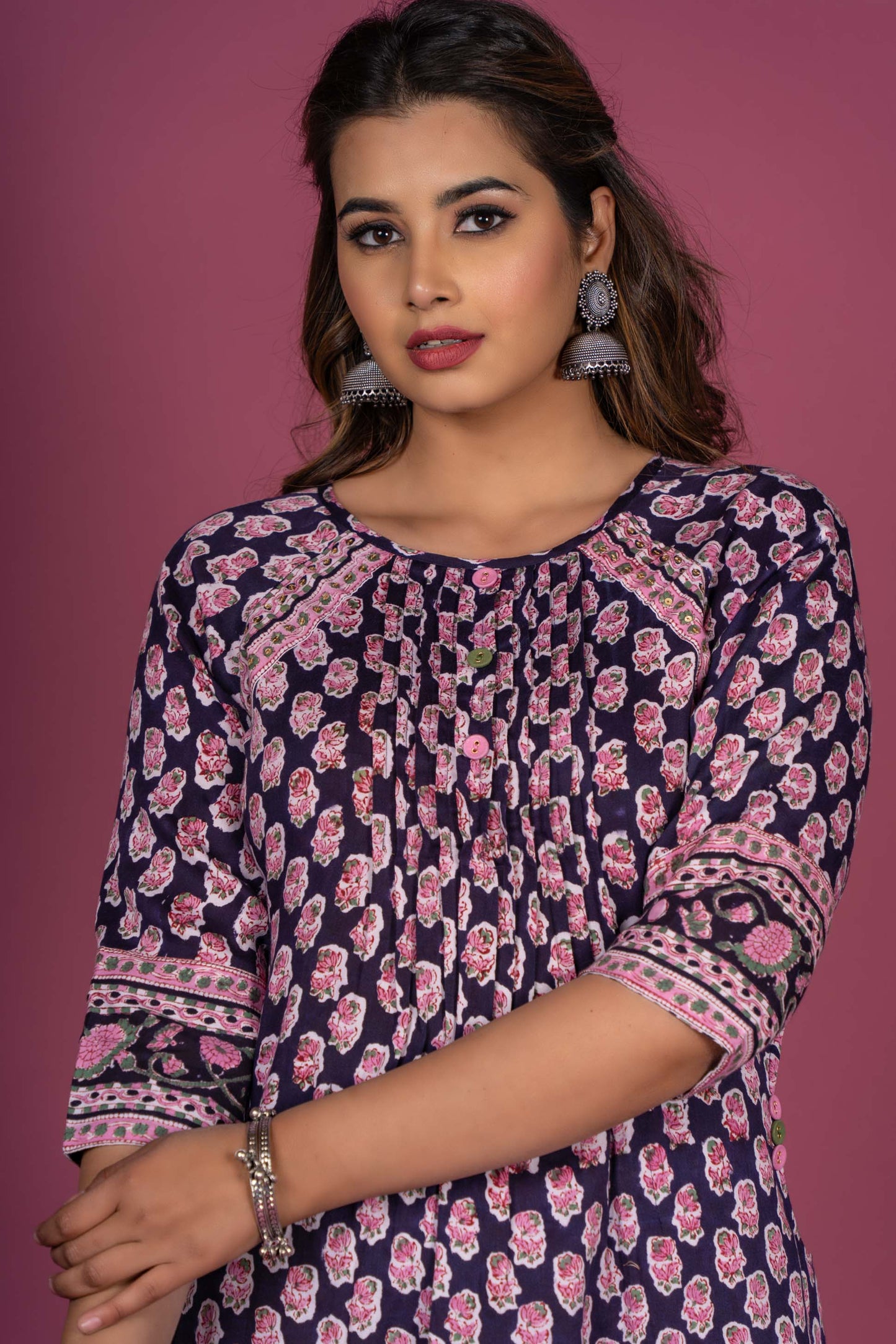 Bean Black Block Printed Kurta -KS386