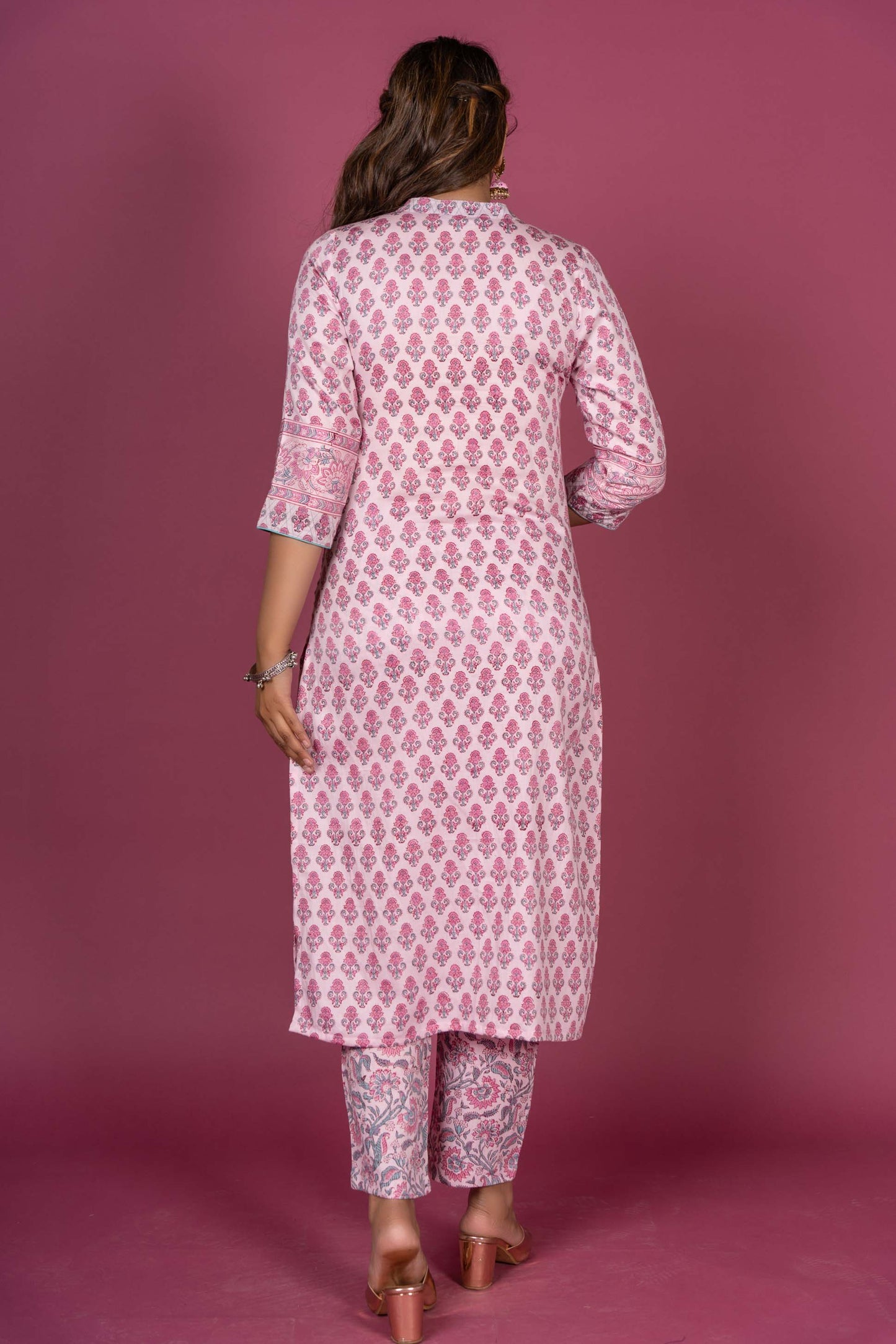 Prism Pink Block Printed Kurta Set-KS368