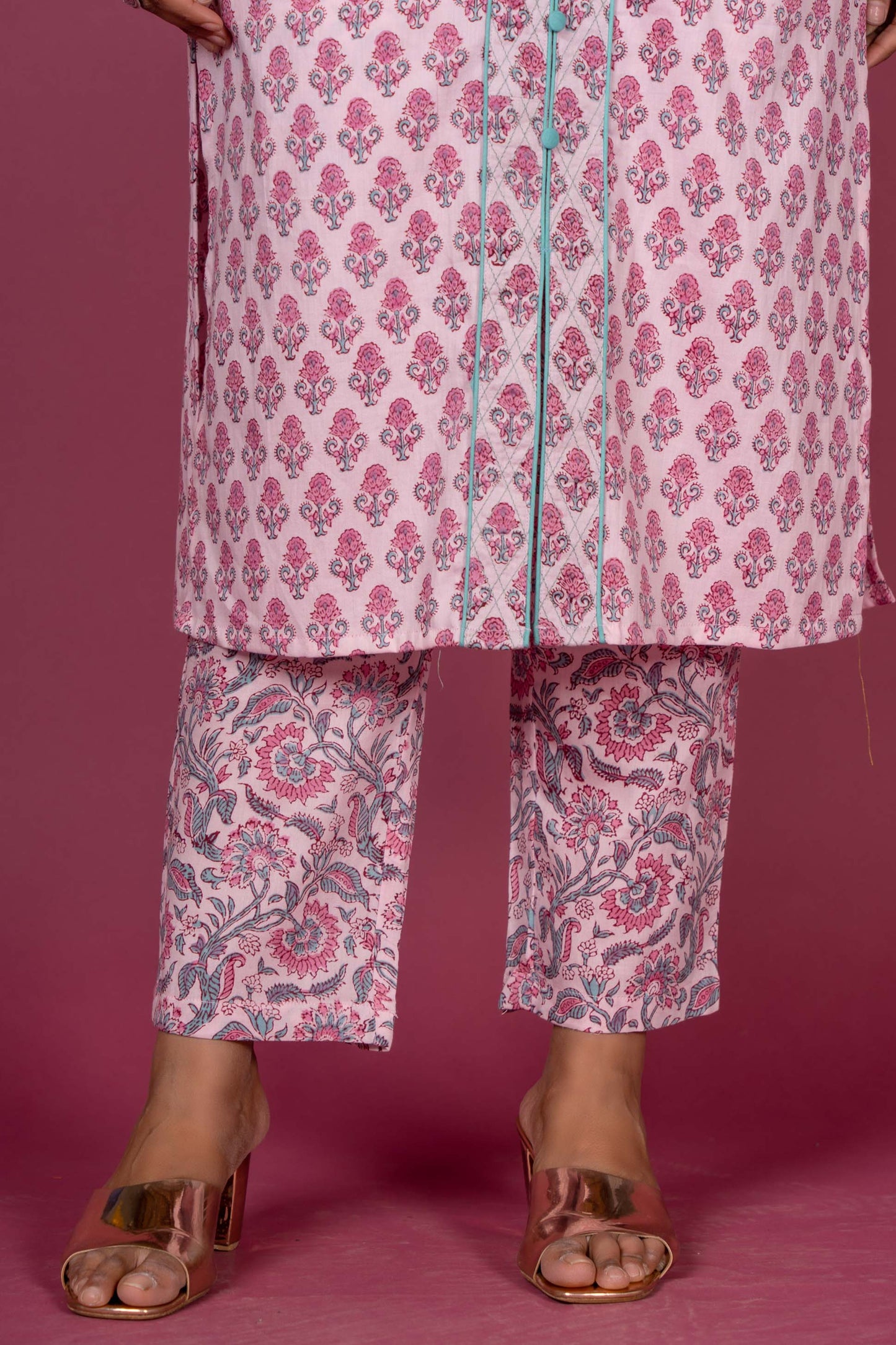 Prism Pink Block Printed Kurta Set-KS368