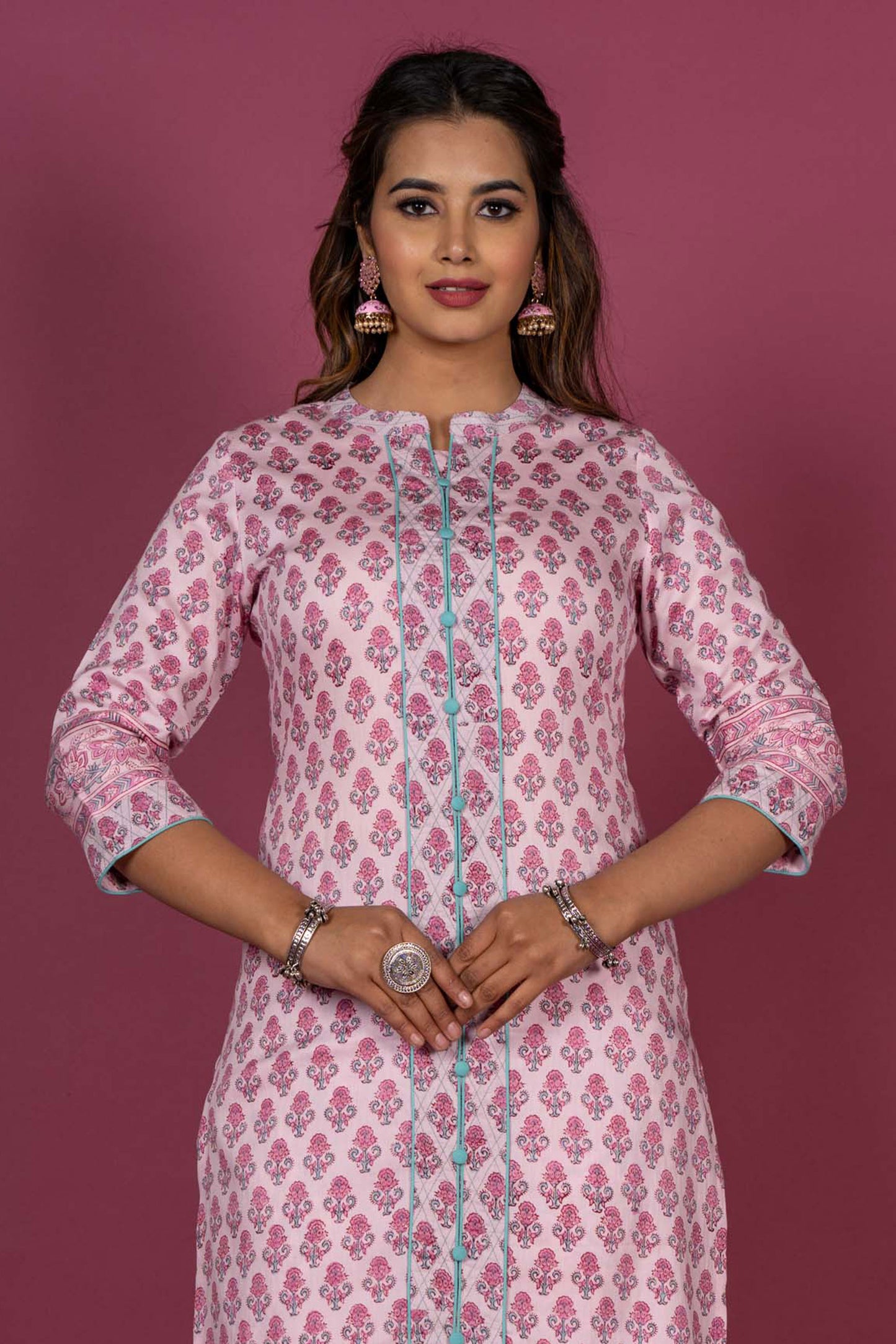 Prism Pink Block Printed Kurta -KS383