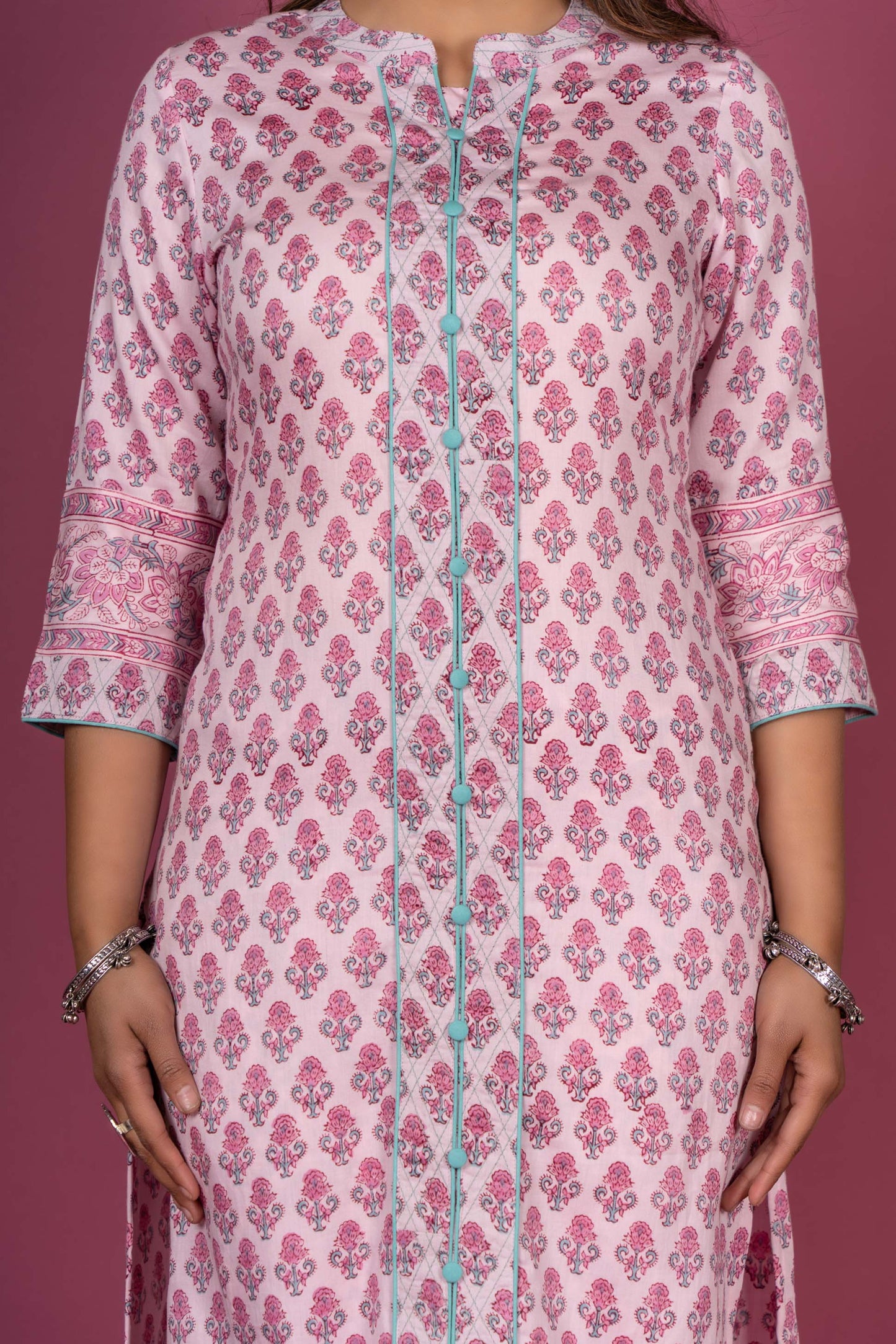 Prism Pink Block Printed Kurta Set-KS368