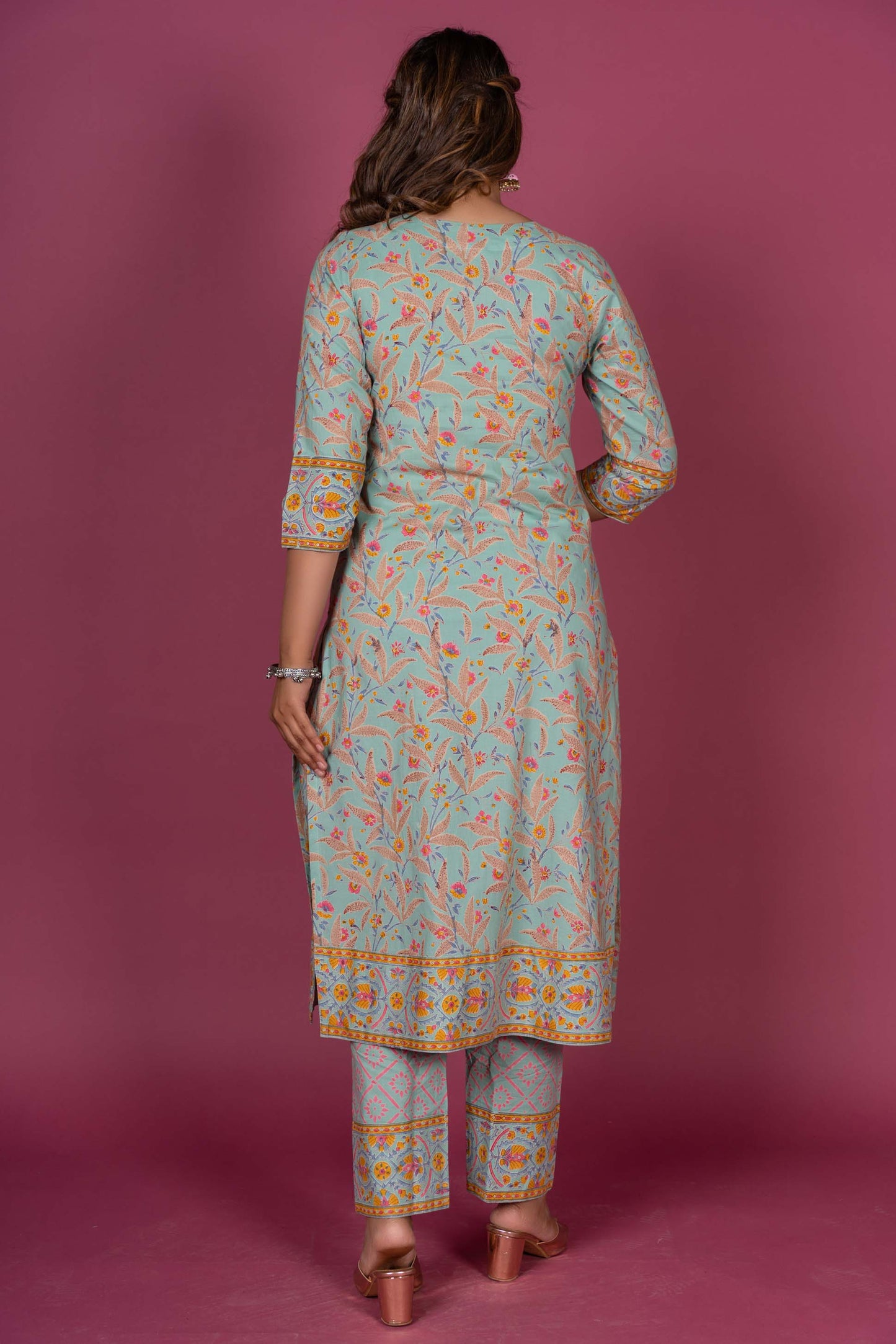 Greengage Block Printed Kurta Set -KS413