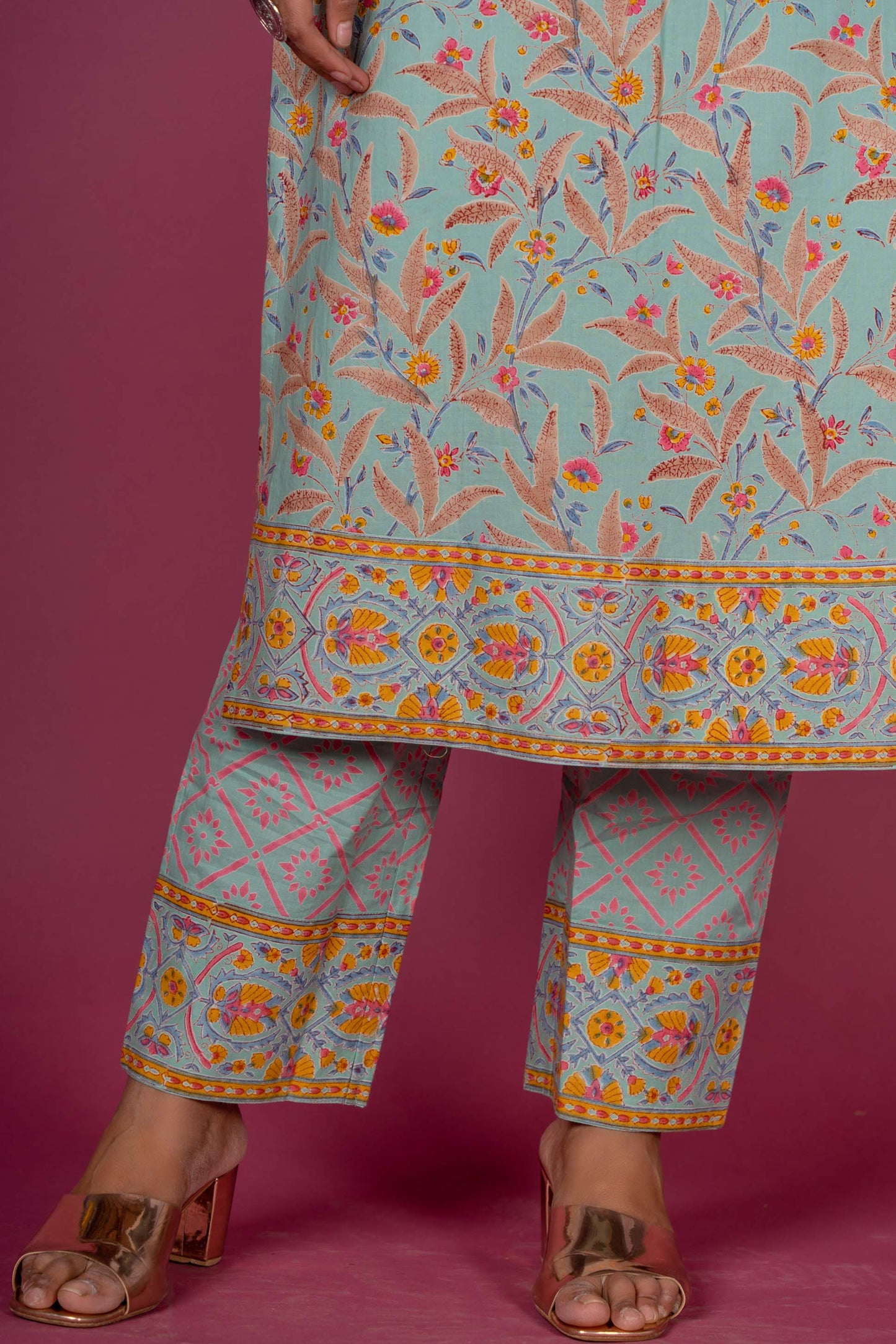 Greengage Block Printed Kurta Set -KS413