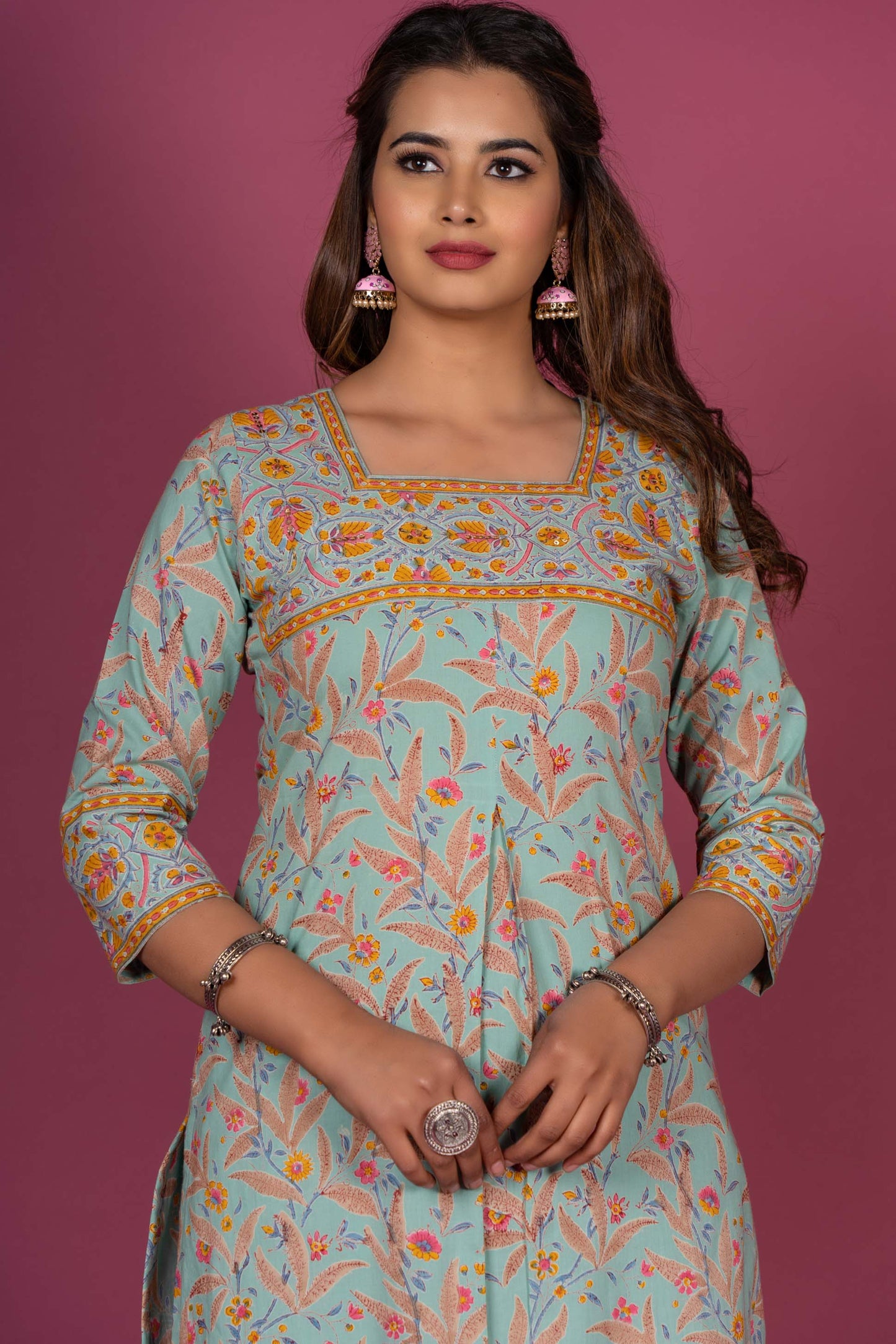 Greengage Block Printed Kurta Set -KS413