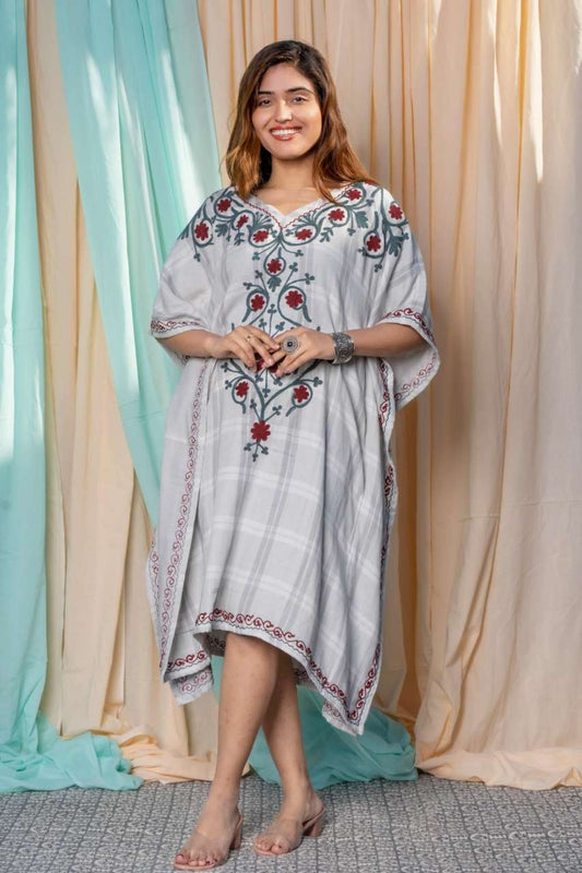 FLORAL EMBROIDERED KAFTAN-NVK448