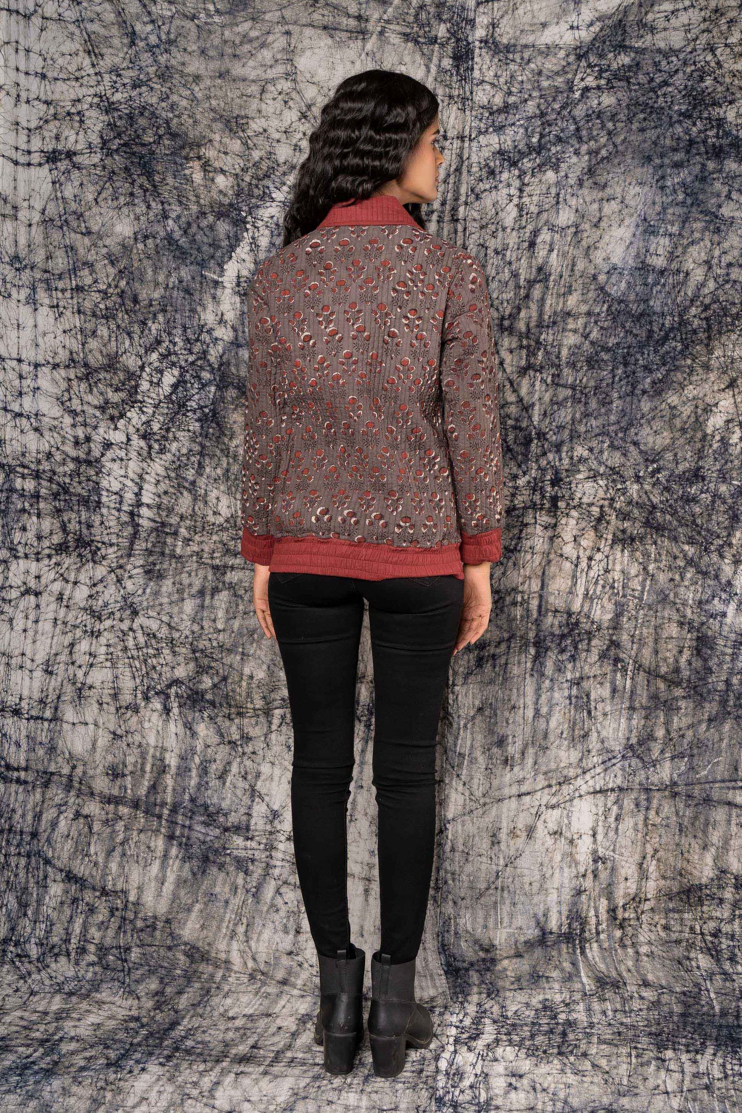 Kashish Grey Cotton Quilted Bomber Jacket-NVQJ382 SALE