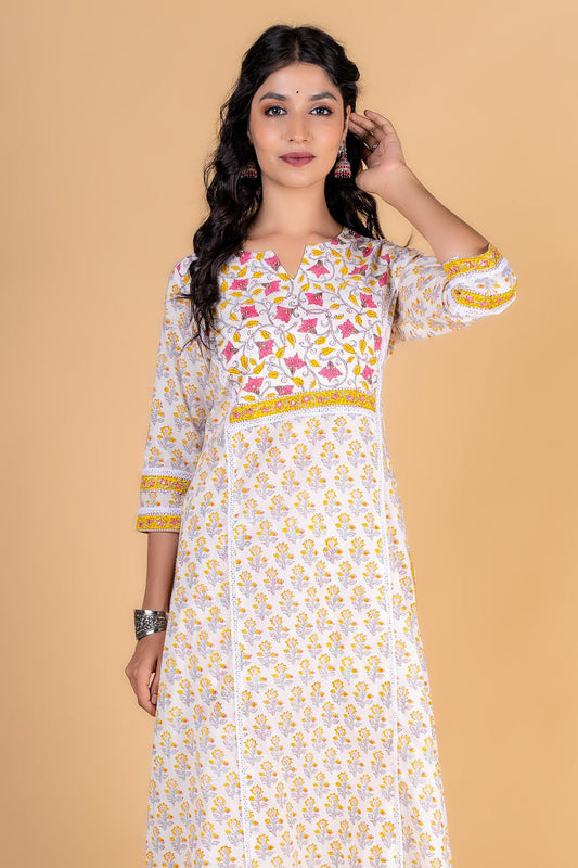 Cotton Candy Block Printed Kurta - KS124