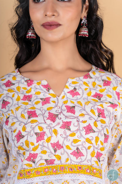 Cotton Candy Block Printed Kurta - KS124
