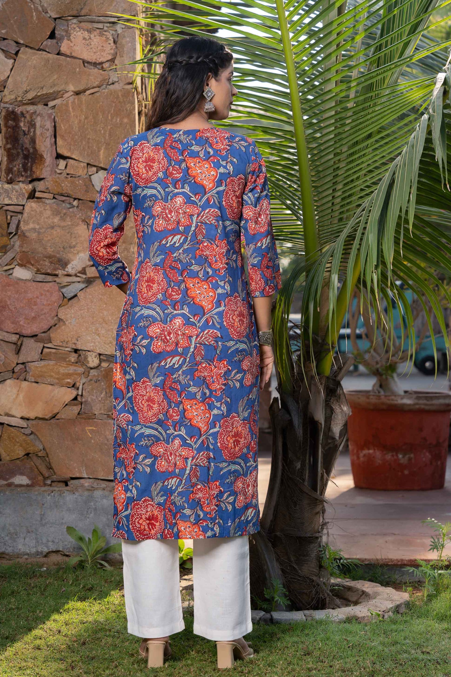 BLUE FLORAL PRINTED KURTA -KS505