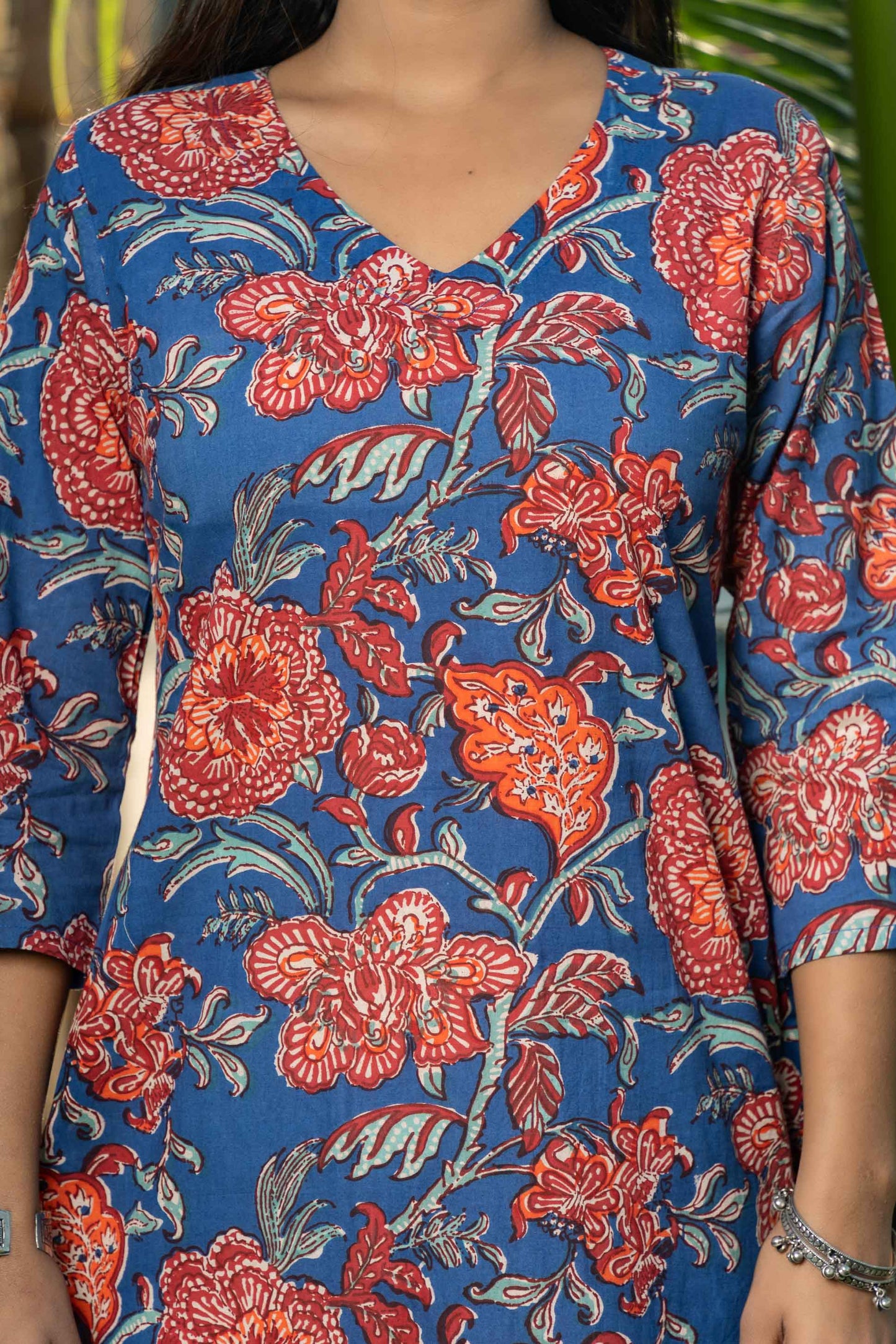 BLUE FLORAL PRINTED KURTA -KS505